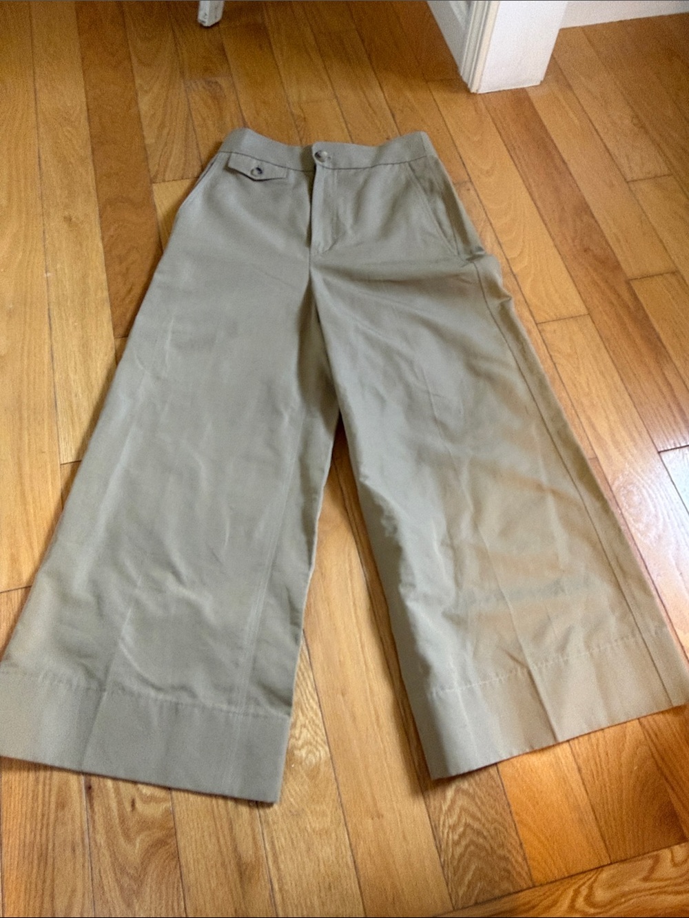 Helmut Lang Wide-Leg Chino Pants in Light Tan